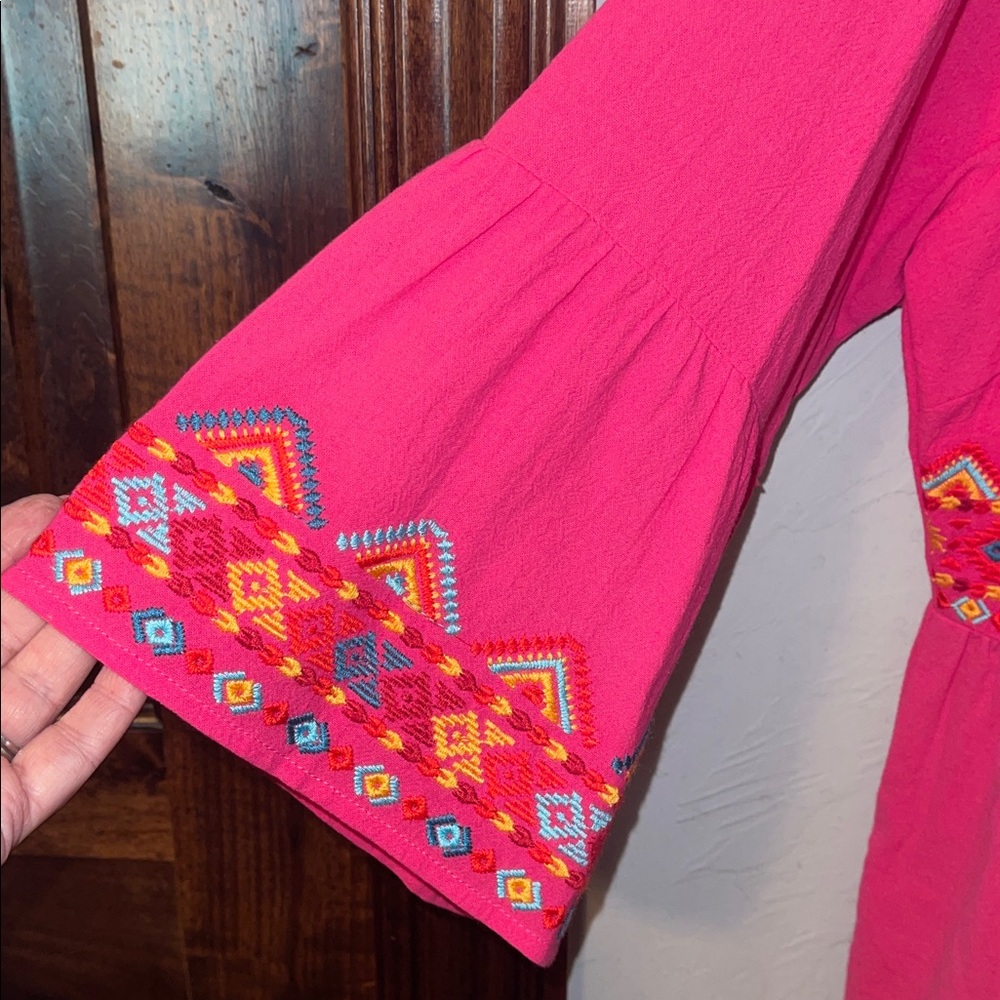 Savanna Jane Vibrant Pink Tunic with Colorful Embroidery NWT 1X. - Picture 3 of 7